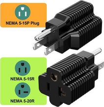 Load image into Gallery viewer, Compact 20-Pack Nema Power Adapters - 15A to 20A ETL Certified for Versatility