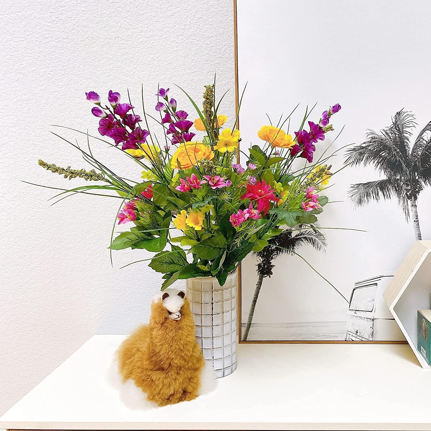 Elegant Spring Faux Flower Bouquet - 2pc Dahlia, Morning Glory & Ranunculus Mix