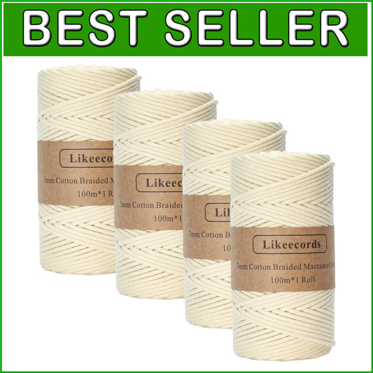 4 Skeins of Twisted Cotton Rope - Vibrant 3mm Macrame Cord for Creative Projects