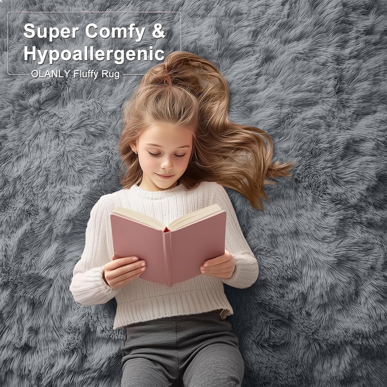 Luxurious 8x10 Grey Shaggy Rug - Soft Tufted Carpet for Living Rooms & Nurseries