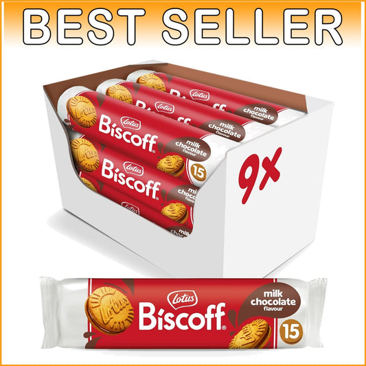 Indulge in Lotus Sandwich Cookies - Milk Chocolate Cream, 15 Cookies x 9 Packs