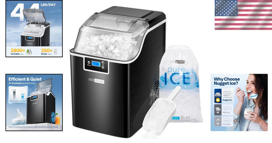 Efficient Nugget Ice Maker with LCD Panel and Self-Cleaning Feature - Portable