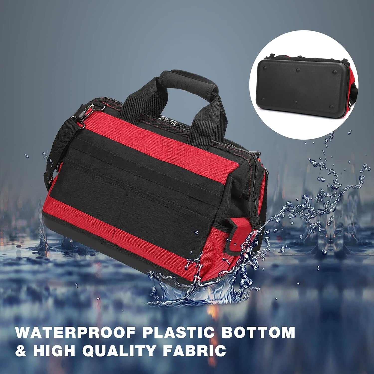 16" Waterproof Tool Bag with 46 Pockets - Durable Organizer for All Tools