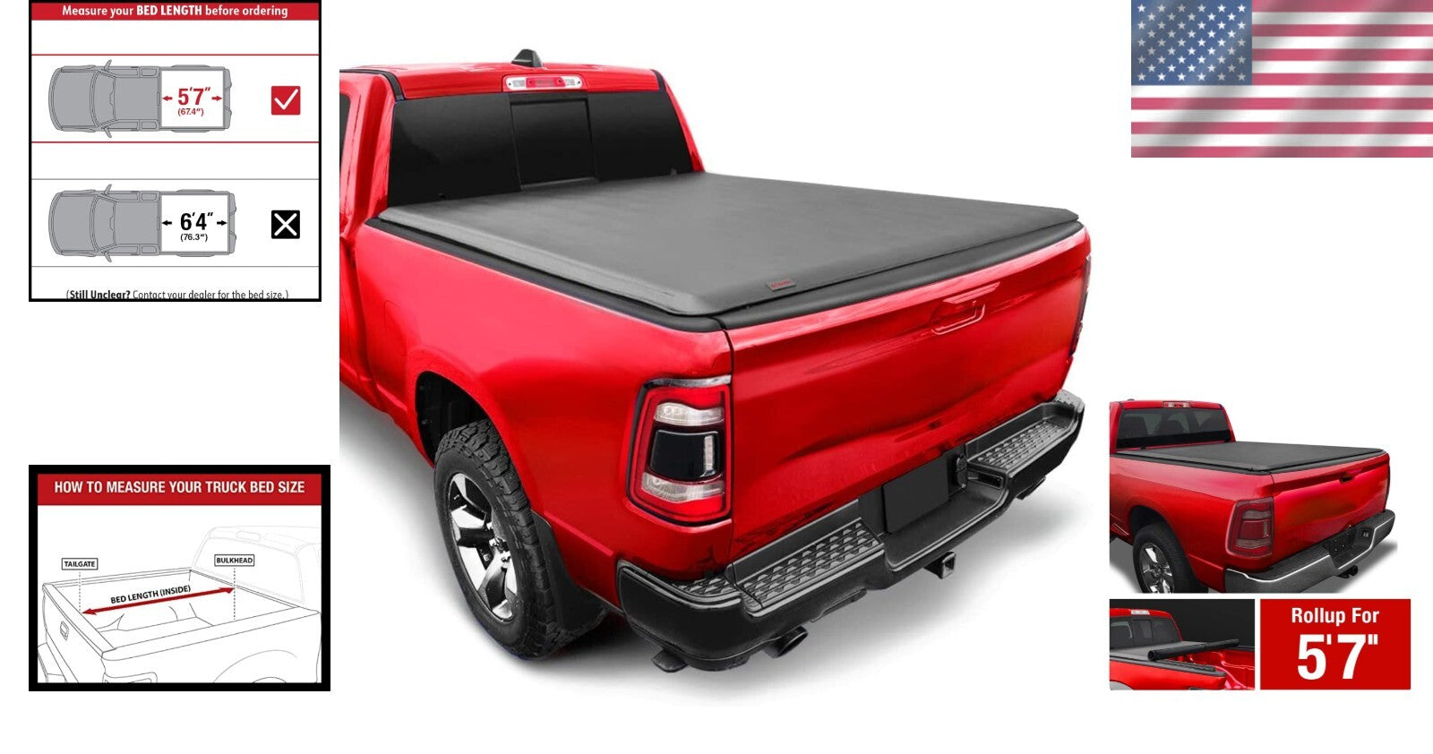 Marine-Grade Roll-Up Tonneau Cover for 2019-2025 Ram 1500 - Weather Resistant