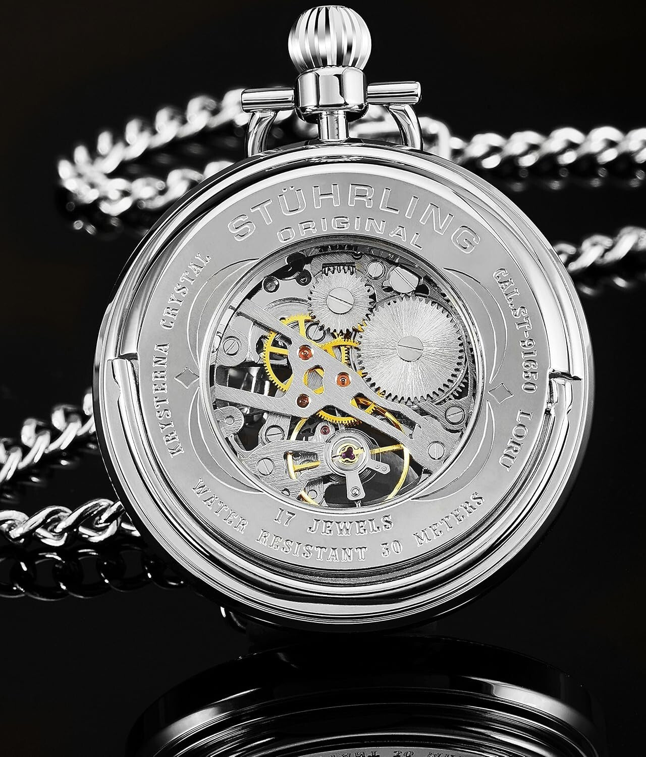 Hand-Winding Stainless Steel Pocket Watch with Elegant Mechanical Movement