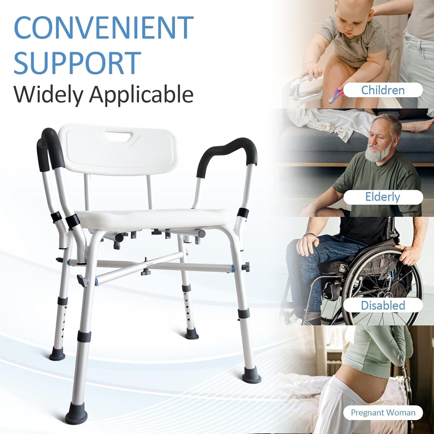 Adjustable Shower Bench for Elderly & Disabled - 550LB Heavy Duty Chair
