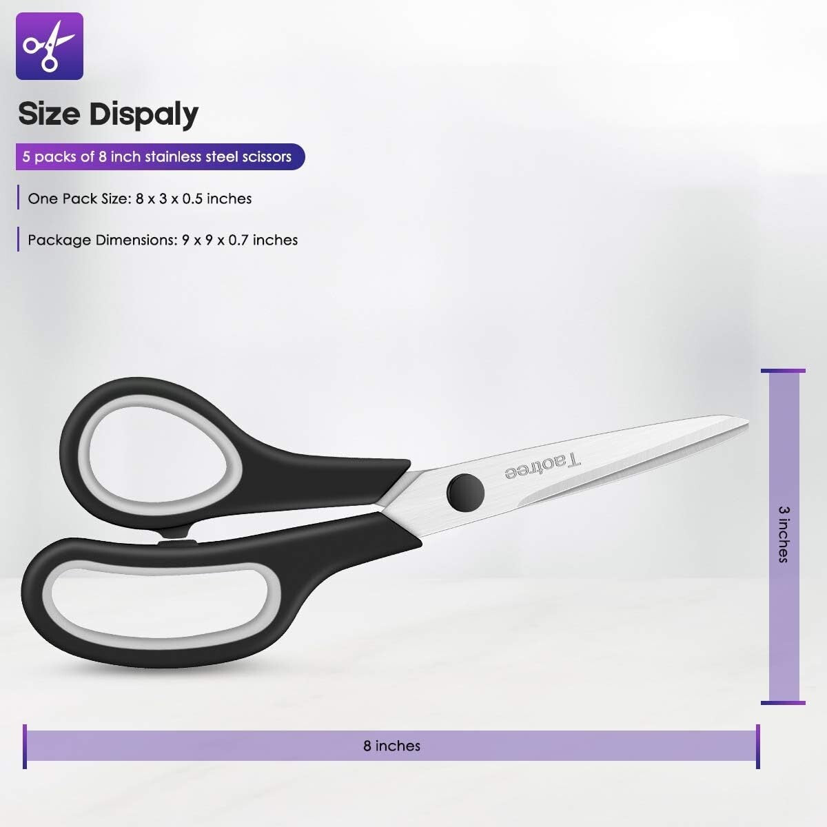 All-Purpose 40-Pack 8” Scissors with Ambidextrous Grip - Perfect for Every Task