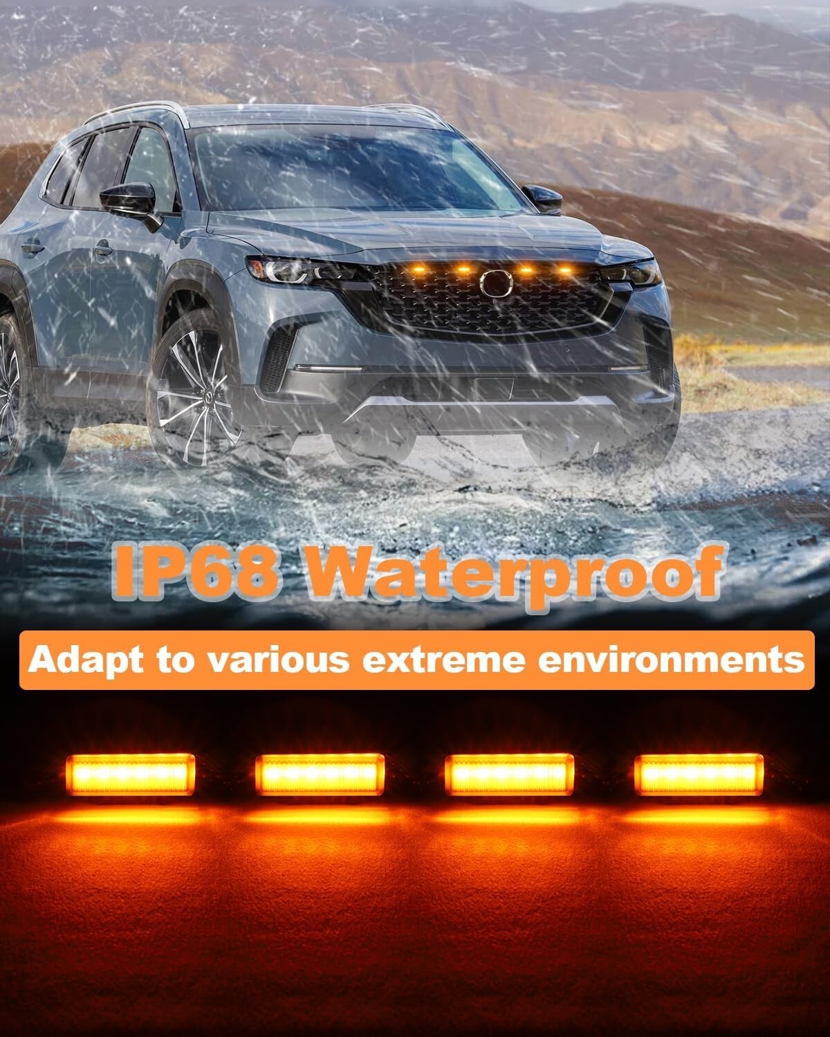 Weatherproof Yellow LED Grille Lights for 2025 Mazda CX-50 - Stylish & Safe