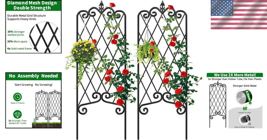 Weather-Resistant Metal Trellis Set | Ideal for Lush Vertical Gardens & Fencing