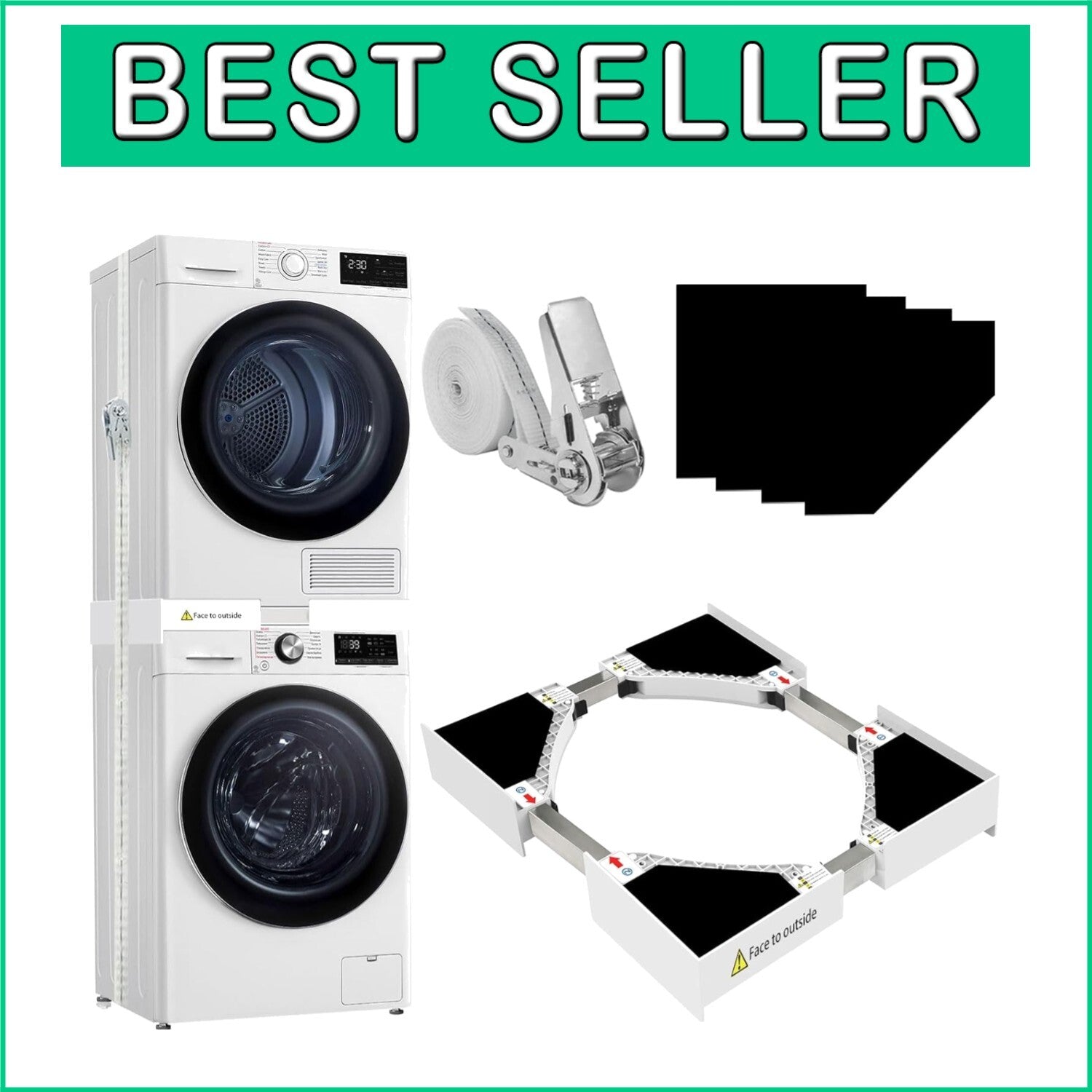 Adjustable Laundry Stacking Kit - Perfect Space Saver for 24-29 Inch Washers