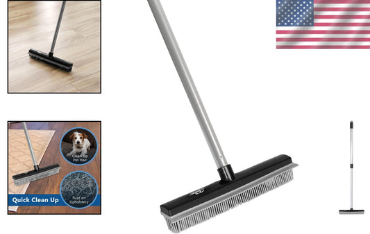 Flexible Rubber Broom with 52-Inch Handle – Perfect for Hair and Dust Removal