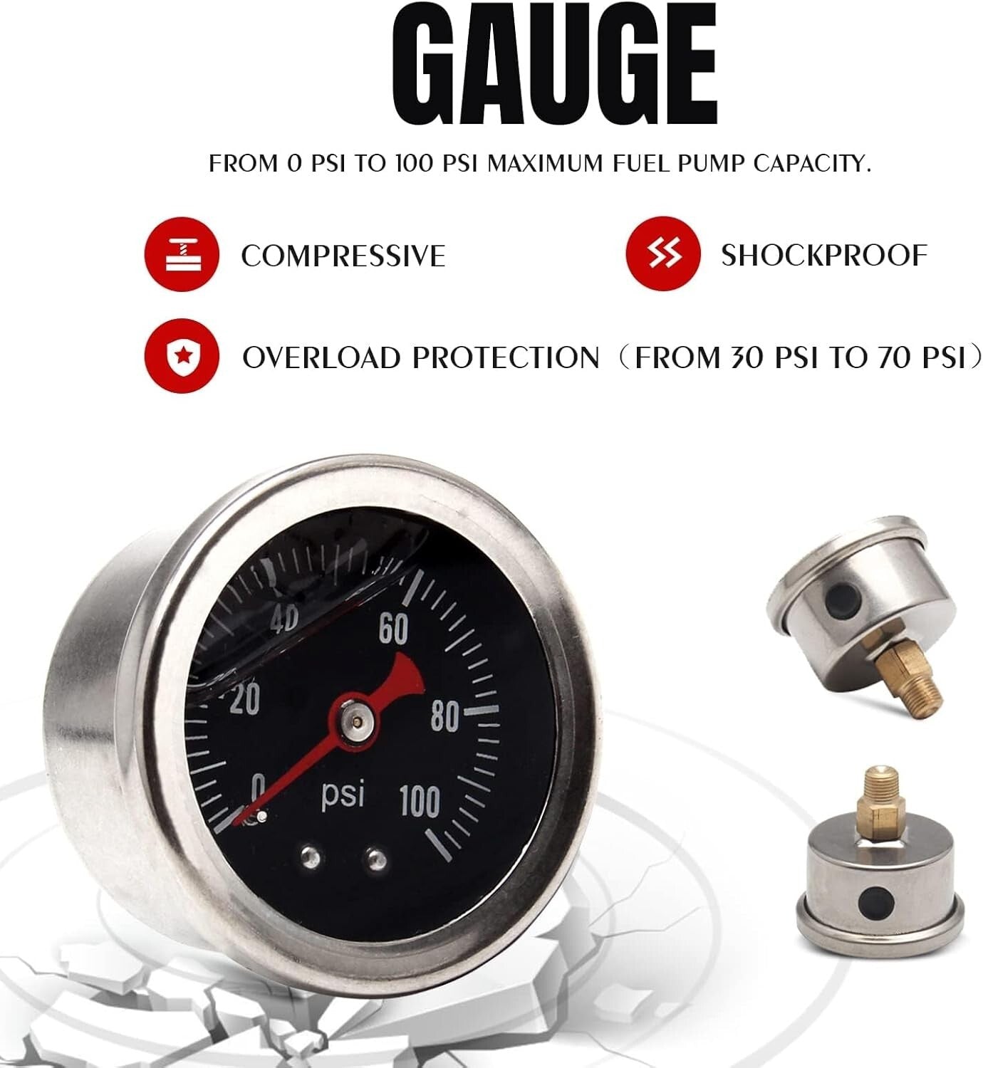 Adjustable Aluminum EFI Fuel Pressure Regulator Kit with 6AN Fittings & Gauge