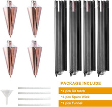 Load image into Gallery viewer, Elegant Stainless Steel Oil Torches for Garden - Set of 4 with 7-Hour Burn Time