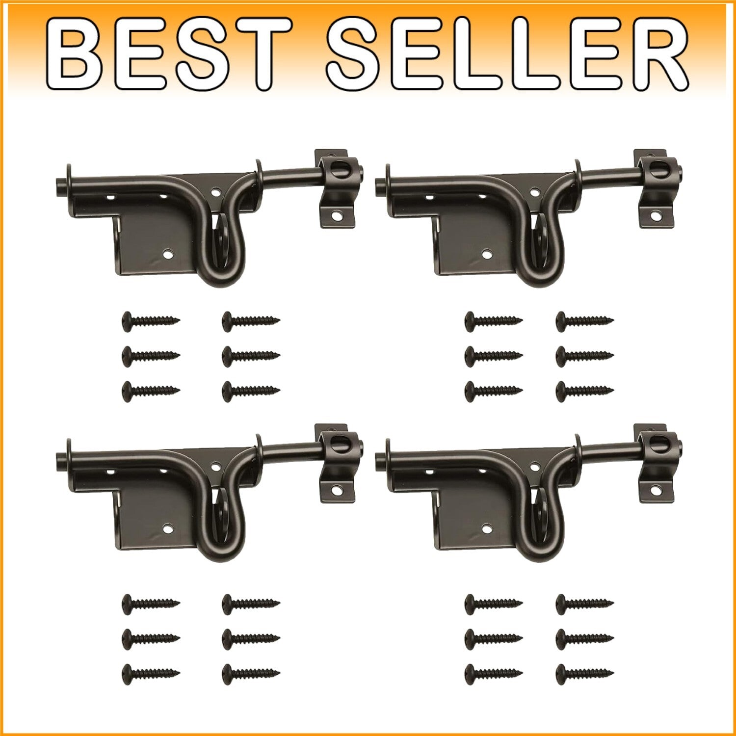 Sturdy 4pcs Metal Gate Latch Kit with Padlock Hole - Ideal for Fences and Gates