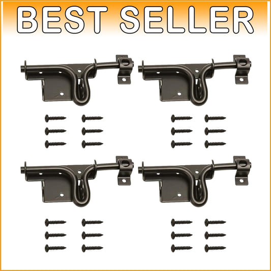 Sturdy 4pcs Metal Gate Latch Kit with Padlock Hole - Ideal for Fences and Gates