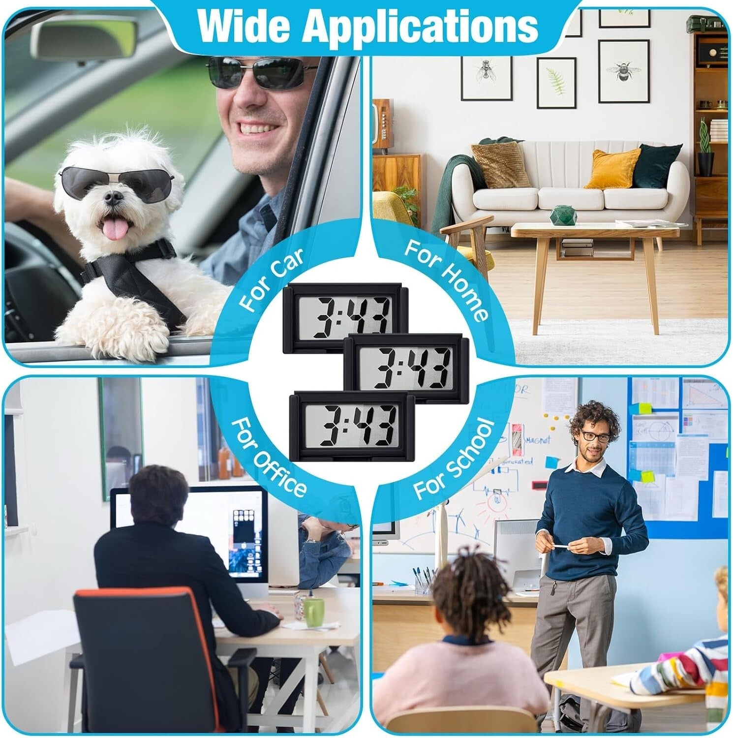 Lightweight Magnetic Clocks - Ideal for Car Dashboard & Home Use - 36 Pack