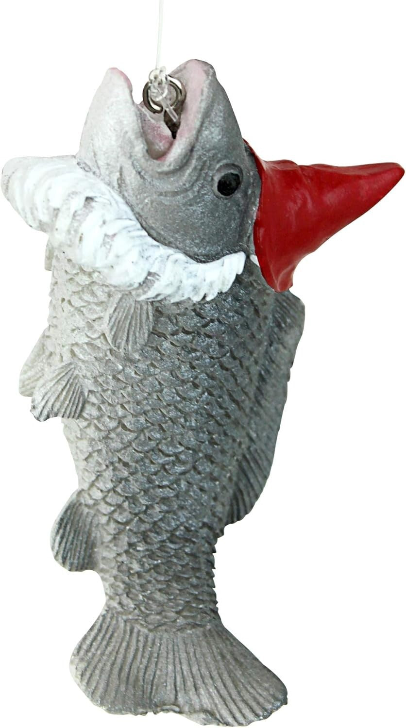 Charming Ziggy Fishing Gnome 9" Tall Cast Stone Resin Shelf Sitter Statue