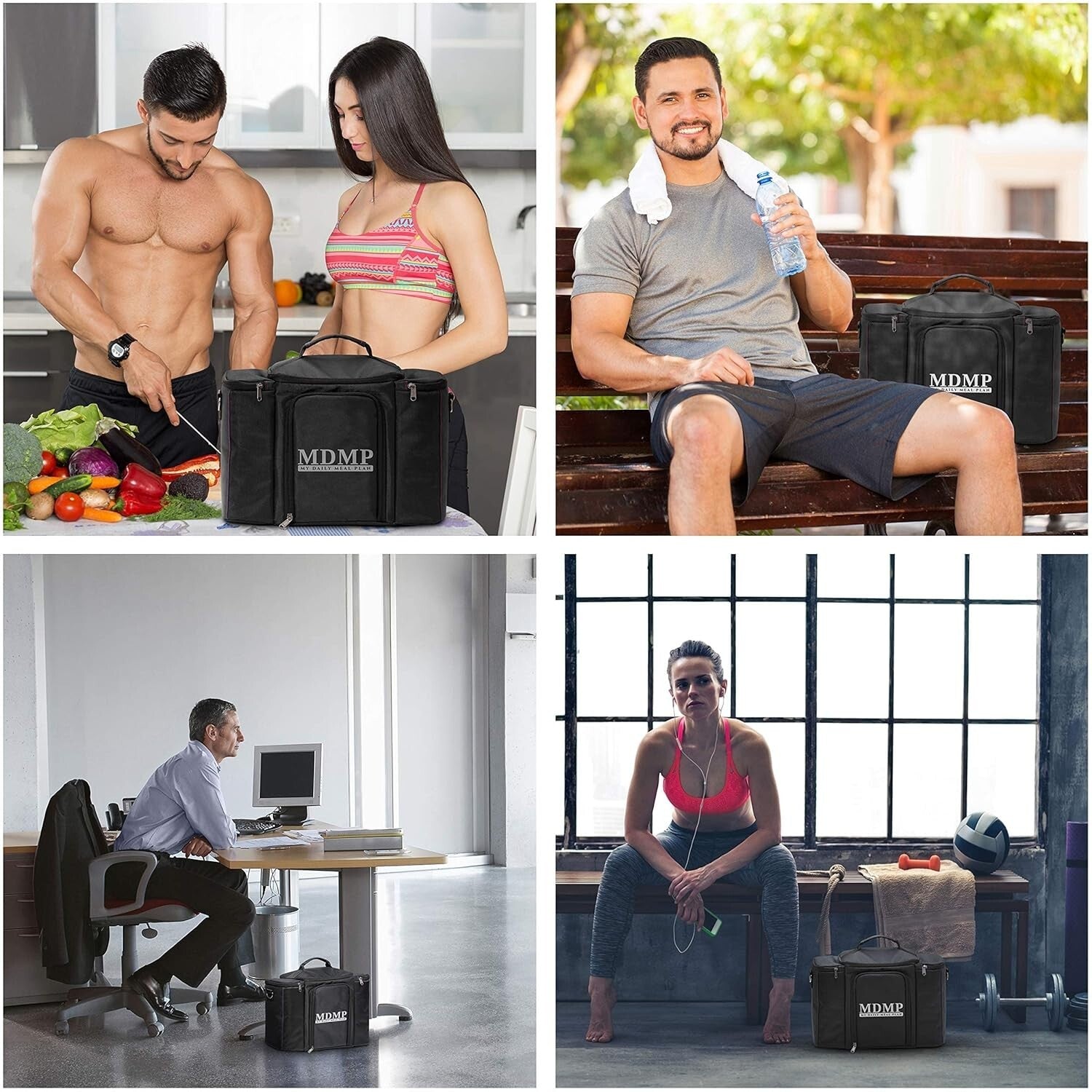 Durable Black Meal Prep Kit: Lunch Bag, Food Containers & Ice Packs - BPA-Free