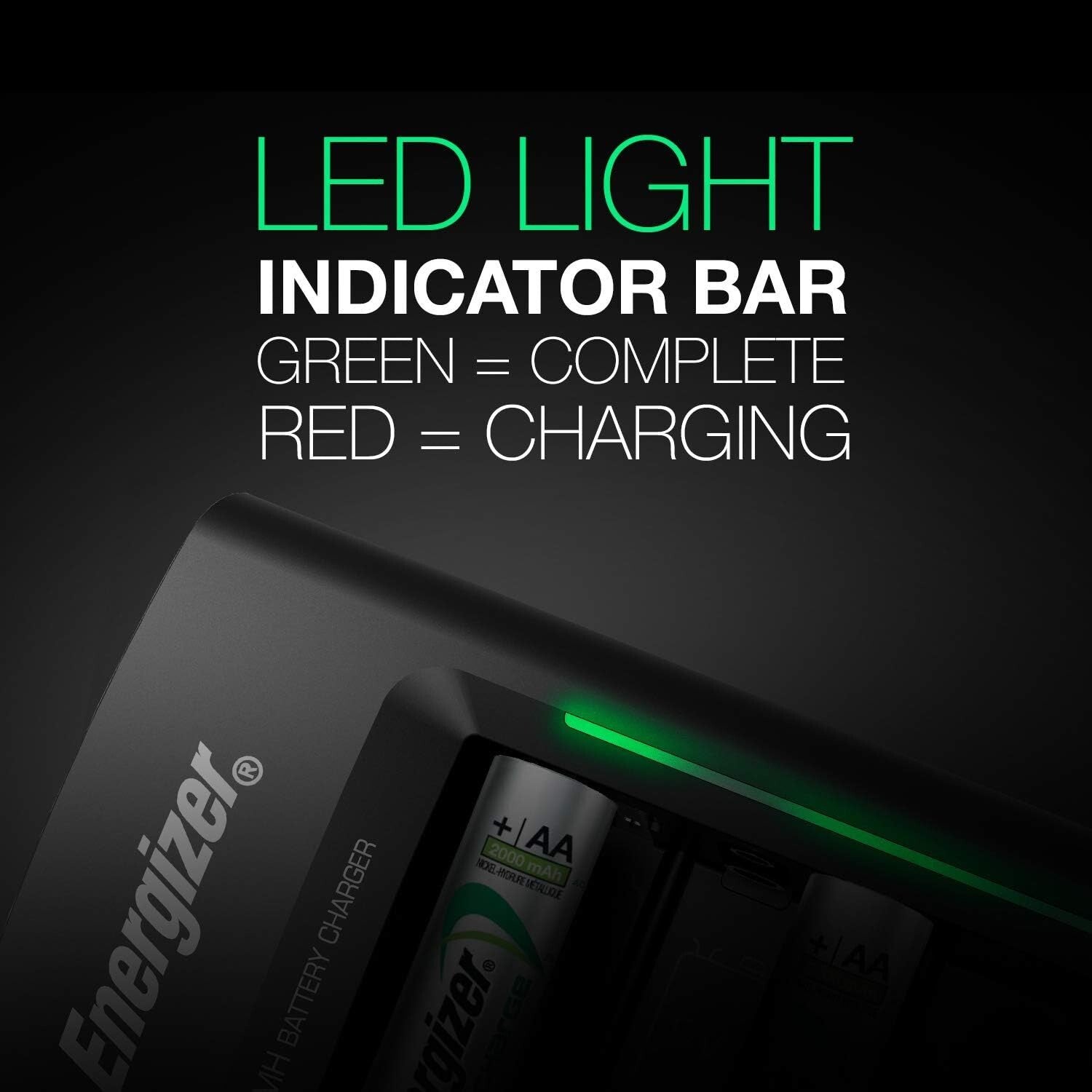 Efficient Multi-Size Battery Charging Station - Compatible with 2 AA, AAA & 9V