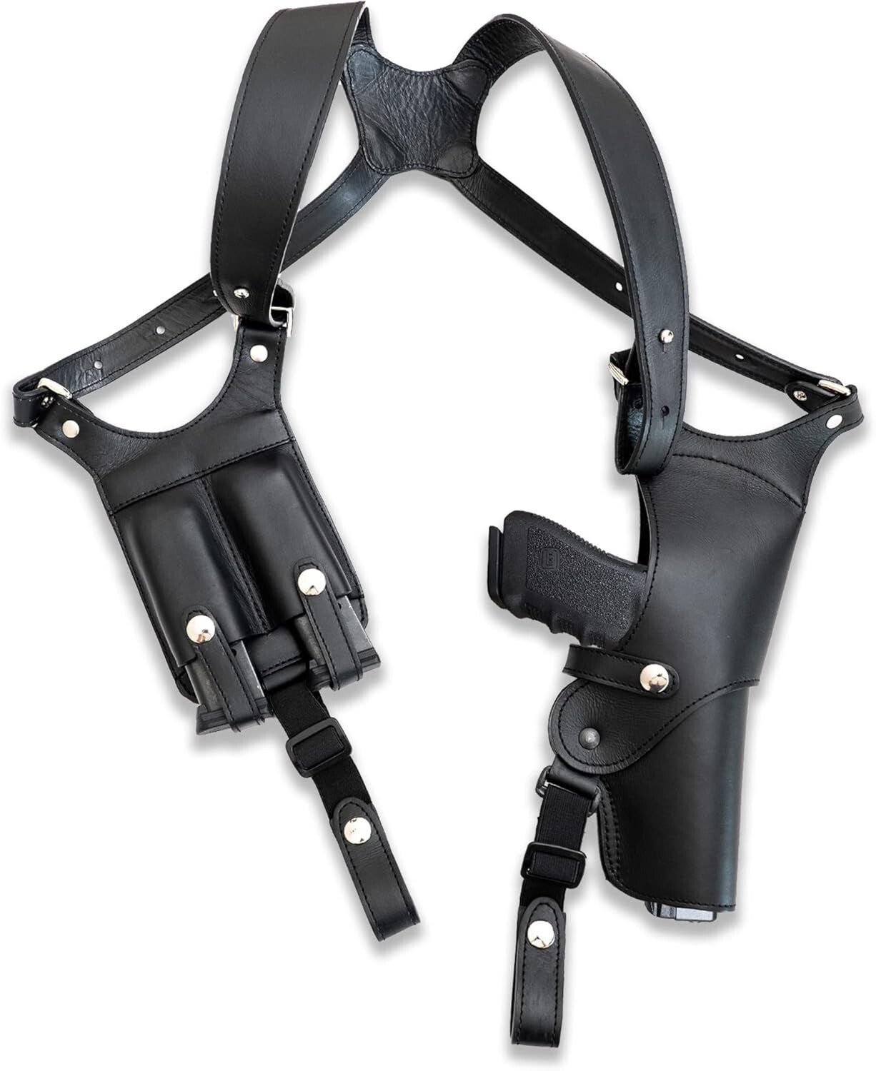 Dual Magazine Pouch Leather Shoulder Holster - Perfect for Concealed Carry