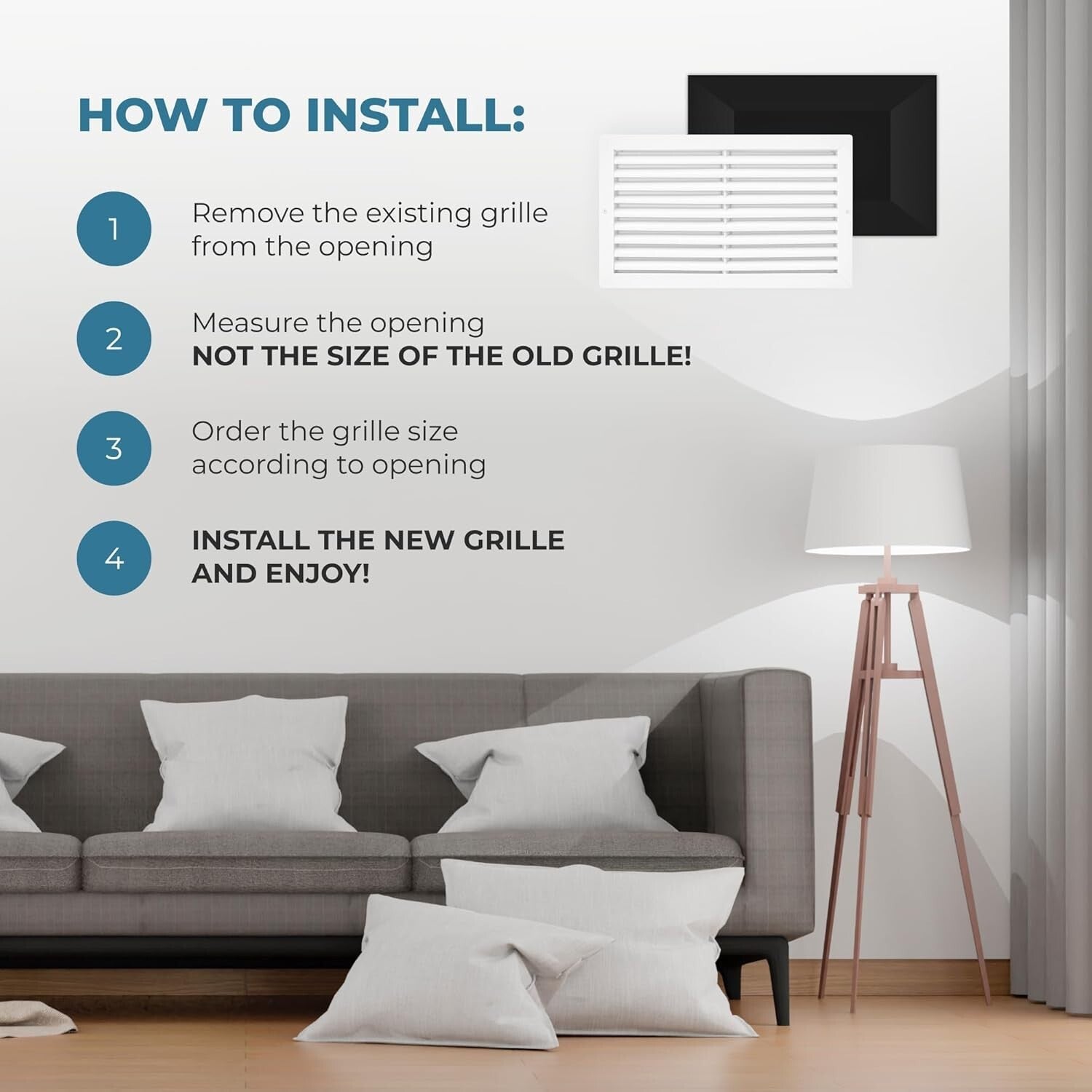 Quiet Operation 20 x 12 Inch AC Transfer Grille - Easy Install & Lightweight