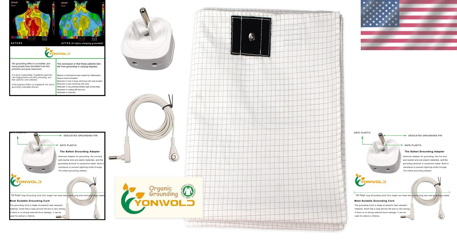10% Silver King Size Sleep Therapy Sheet with Safe Grounding Adapter, 76x80 IN