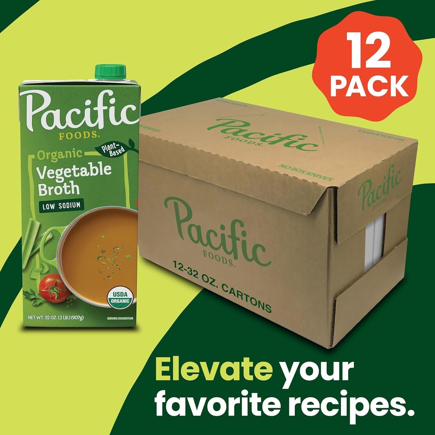 32 oz Organic Vegetable Broth Case of 12, Plant-Based & Gluten-Free Goodness