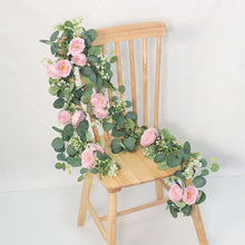 Load image into Gallery viewer, Versatile 2 Pack 13Ft Pink Roses and Eucalyptus Garland for Home &amp; Event Styling