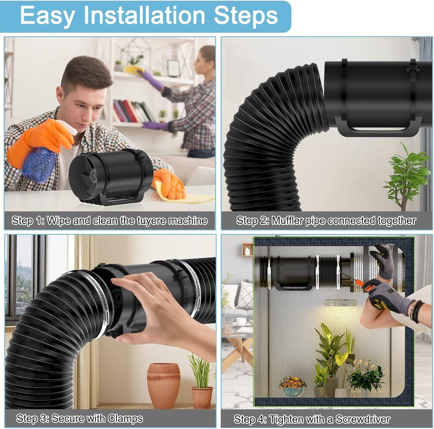 4-Layer Insulated Flexible Duct - 6'' x 8 Ft, Ideal for HVAC and Noise Control
