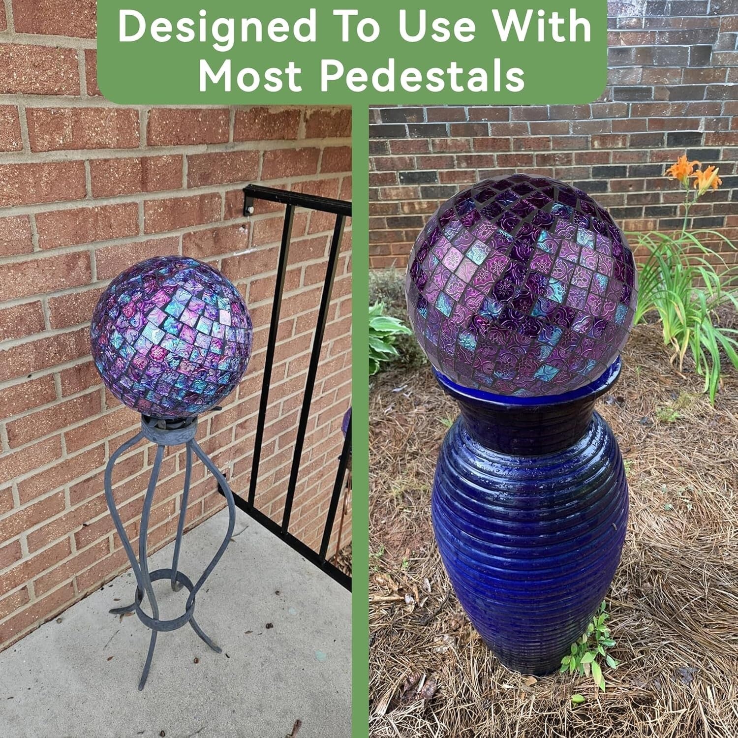 Enchanting Mosaic Gazing Ball - Holographic 10” Centerpiece for Outdoor Beauty