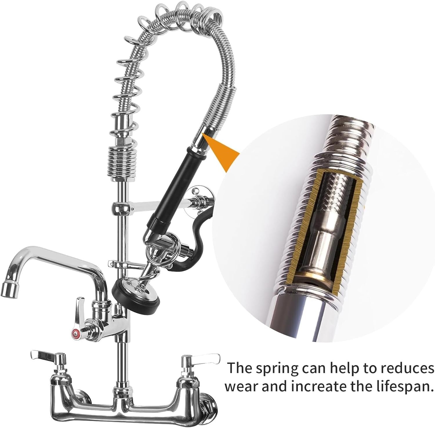 Easy-Install Commercial Sink Faucet - 25'' Height with Lever Handles & Sprayer