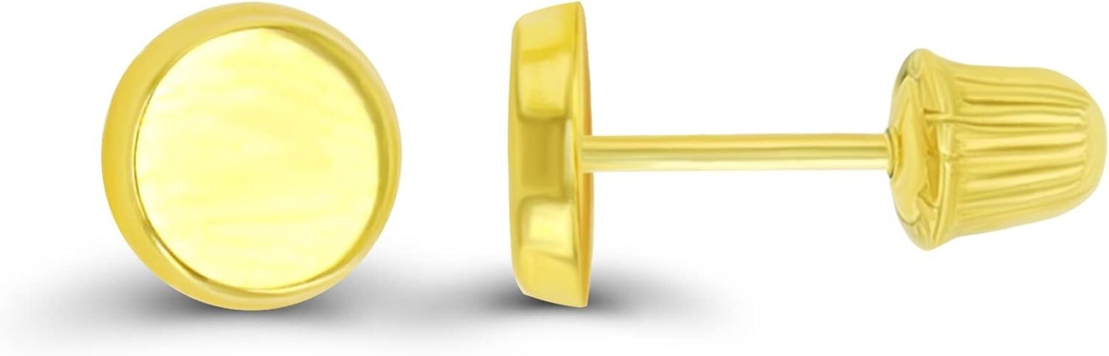 Elegant 14K Yellow Gold Screw Back Stud Earrings - Versatile Shapes & Styles