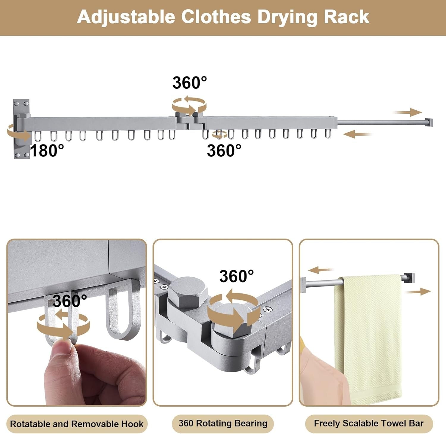Retractable Laundry Drying Rack - Space-Saving 330 lbs Capacity, Aluminum Frame