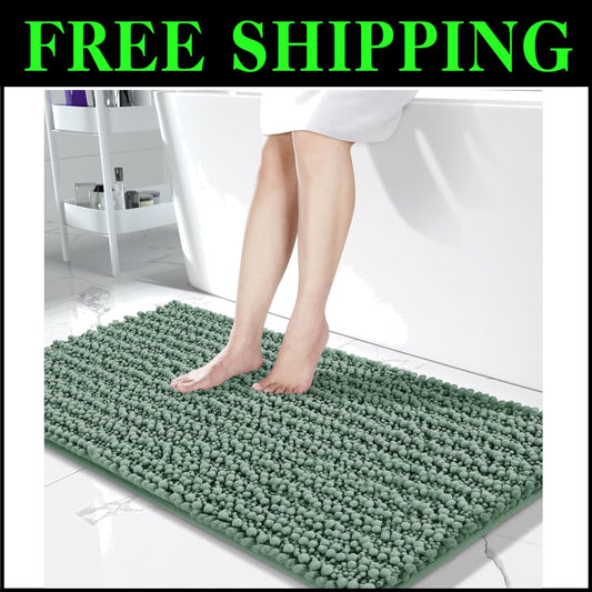Luxury Non-Slip Microfiber Chenille Bathroom Rug 55.1" x 24", Machine Washable