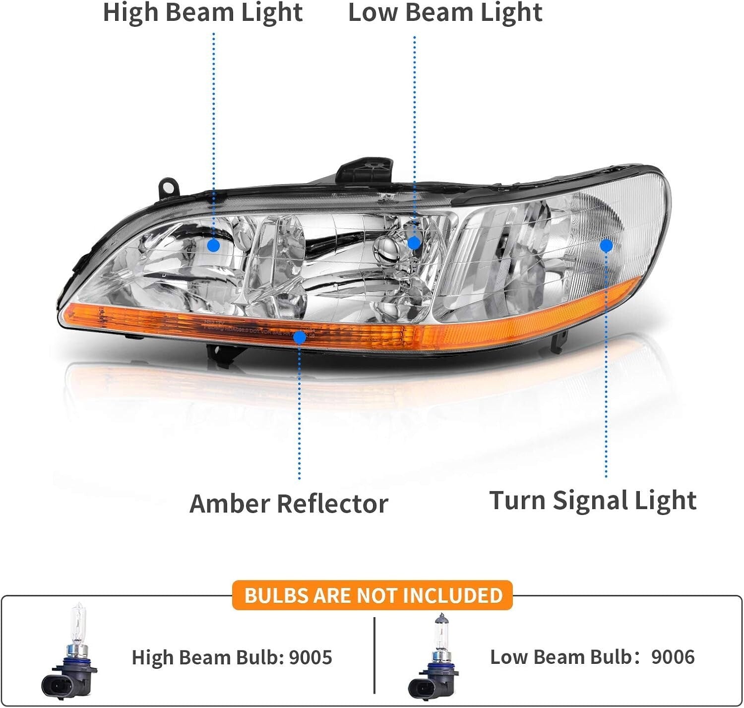 Direct Fit Headlight Assembly for 1998-2002 Accord - Enhanced Visibility & Style