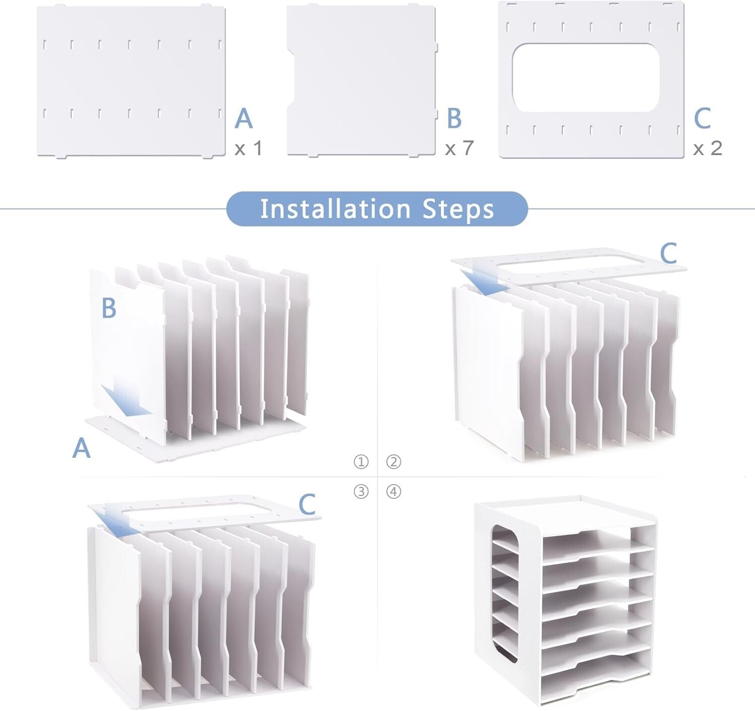 Durable 7-Tier Paper Organizer for 12x12 Scrapbook Supplies - Easy Assembly