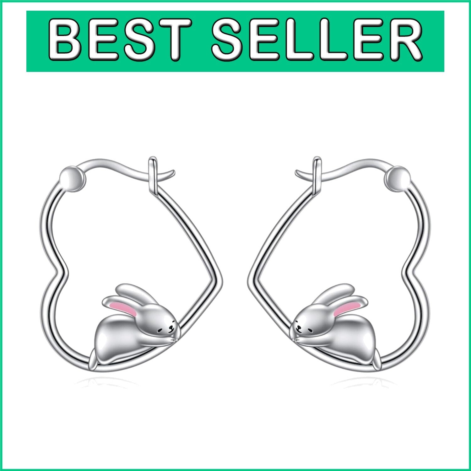 Whimsical Sterling Silver Rabbit Hoops - Hypoallergenic Cute Jewelry for Her