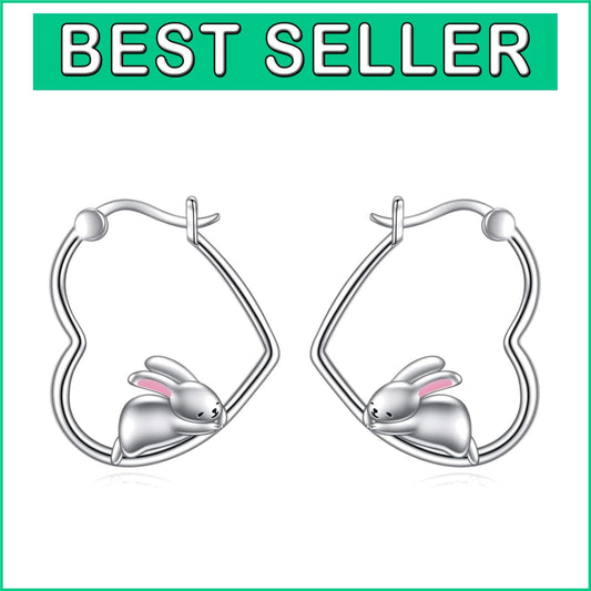 Whimsical Sterling Silver Rabbit Hoops - Hypoallergenic Cute Jewelry for Her