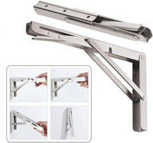 Load image into Gallery viewer, Versatile 550 lb Capacity 24'' Stainless Steel Folding Shelf Brackets - 2-Pack
