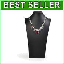 Load image into Gallery viewer, Modern Freestanding Necklace Display Holder - Sturdy Leather Jewelry Bust H15.34