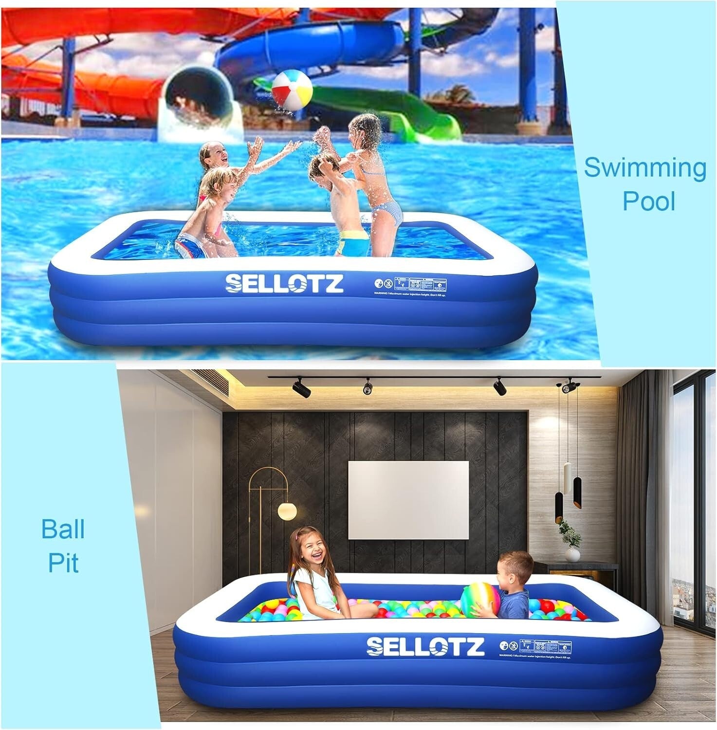 Durable Inflatable Pool 120'' x 72'' for Kids & Adults - Safe Summer Oasis