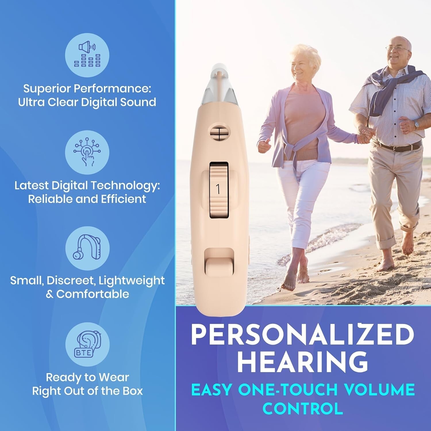 Ultra Clear Hearing Amplifiers with One Touch Control - Invisible & Lightweight