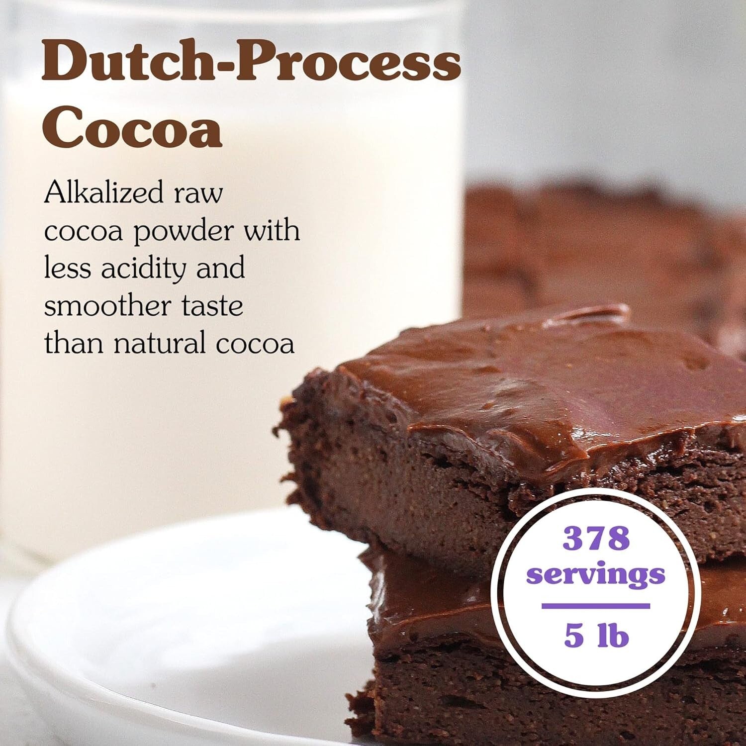 5lb Premium Organic Cocoa Powder - Dutch Process for Smooth Drinks & Bakes