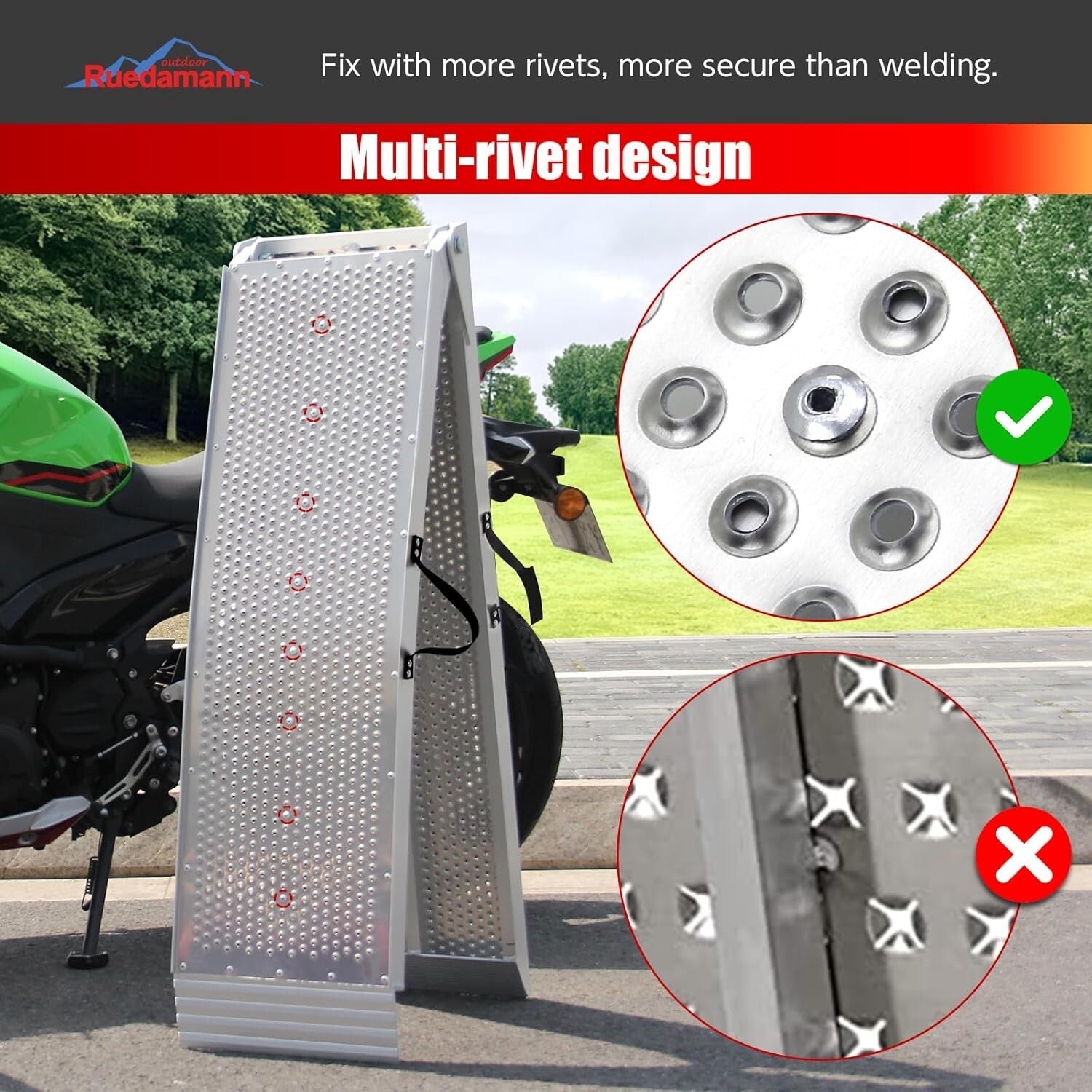 7.5FT Folding Aluminum Loading Ramp – 750 lbs Capacity for Motorcycles & ATVs