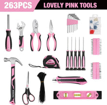 Load image into Gallery viewer, Stylish Medium Pink Tool Kit with 263 Essential Home Repair Tools - Perfect Gift