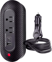 Load image into Gallery viewer, 200W Pure Sine Wave Car Power Inverter - Compact Adapter with Dual AC Outlets