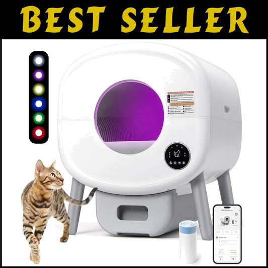 Luxury Extra-Large Self-Cleaning Cat Litter Box for Busy Cat Owners - 35dB Quiet