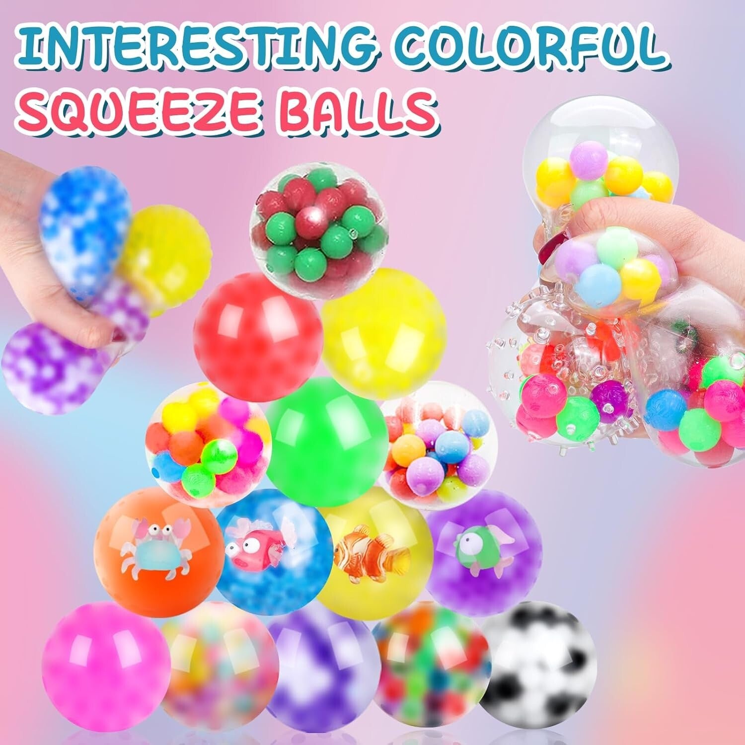 54 Variety Pack Stress Balls - Non-Toxic Stress Relief Fidget Toys for Gifting