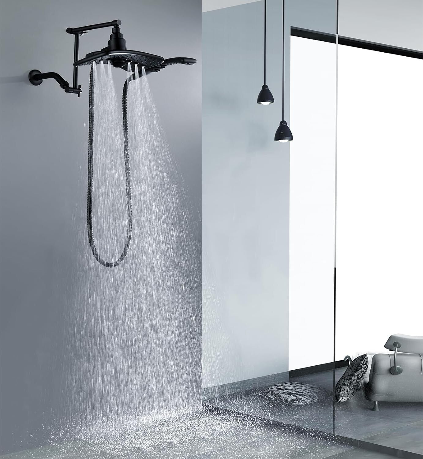 14-Inch Brass Shower Arm Extender in Oil-Rubbed Bronze - Adjustable Height