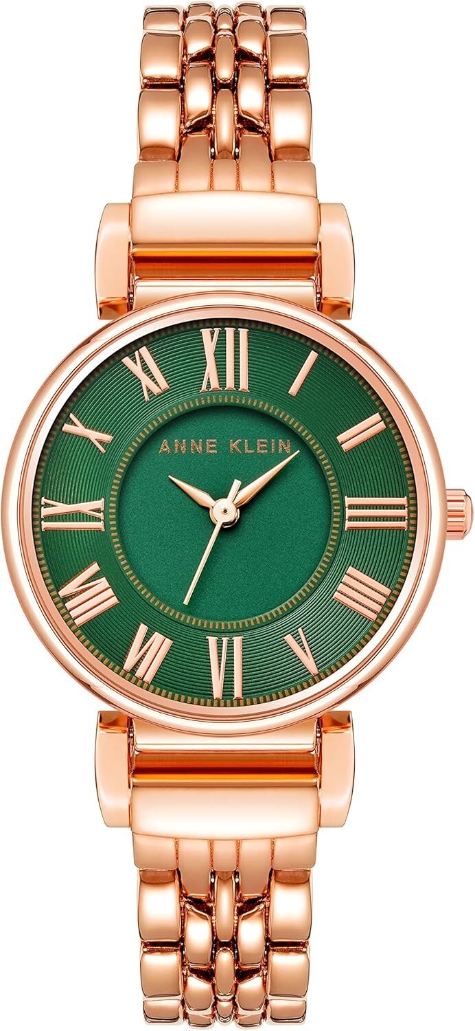 Luxury Rose Gold Women’s Watch with Adjustable Bracelet & Green Dial, Waterproof